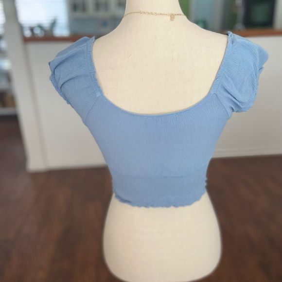 LA Hearts Tie Front Blue Top M - Picture 2 of 3